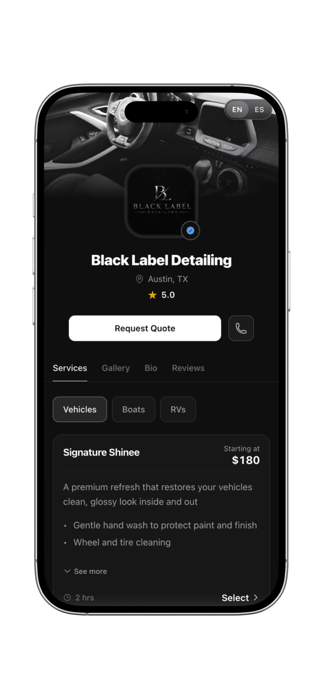 ServiceLink shareable booking link on iPhone for Instagram bio and DMs